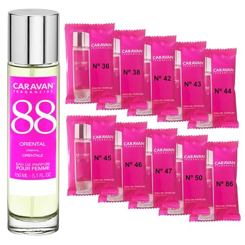 CARAVAN FRAGANCIAS Damenparfüm Nr. 88, 150 ml + Set mit 10 Flaschen mit verschiedenen Damenduften von Caravan, um neue Düfte zu entdecken von CARAVAN FRAGANCIAS