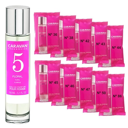 CARAVAN FRAGANCIAS Damenparfum Nr. 5, 150 ml + Set mit 10 Flaschen mit verschiedenen Damenduften von Caravan, um neue Düfte zu entdecken von CARAVAN FRAGANCIAS