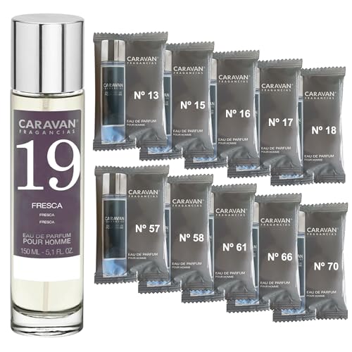 CARAVAN FRAGANCIAS Herrenparfüm Nr. 19, 150 ml + Set mit 10 Flaschen mit verschiedenen männlichen Düften von Caravan, um neue Düfte zu entdecken von CARAVAN FRAGANCIAS