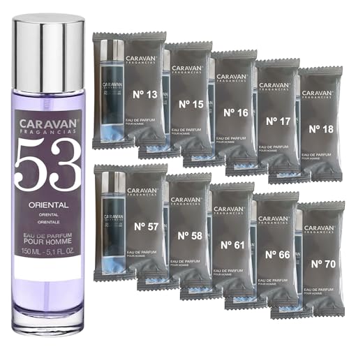 CARAVAN FRAGANCIAS Herrenparfüm Nr. 53, 150 ml + Set mit 10 Flaschen mit verschiedenen männlichen Düften von Caravan, um neue Düfte zu entdecken von CARAVAN FRAGANCIAS
