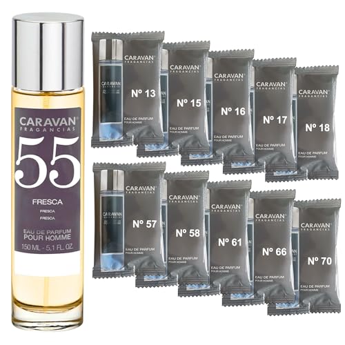 CARAVAN FRAGANCIAS Herrenparfüm Nr. 55, 150 ml + Set mit 10 Flaschen mit verschiedenen männlichen Düften von Caravan, um neue Düfte zu entdecken von CARAVAN FRAGANCIAS