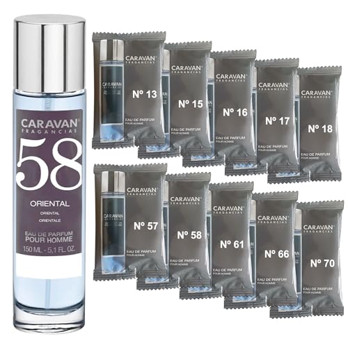 CARAVAN FRAGANCIAS Herrenparfüm Nr. 58, 150 ml + Set mit 10 Flaschen mit verschiedenen männlichen Düften von Caravan, um neue Düfte zu entdecken von CARAVAN FRAGANCIAS