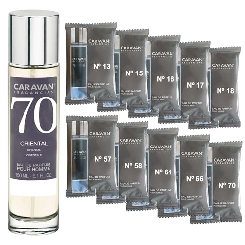 CARAVAN FRAGANCIAS Herrenparfüm Nr. 70, 150 ml + Set mit 10 Flaschen mit verschiedenen männlichen Düften von Caravan, um neue Düfte zu entdecken von CARAVAN FRAGANCIAS