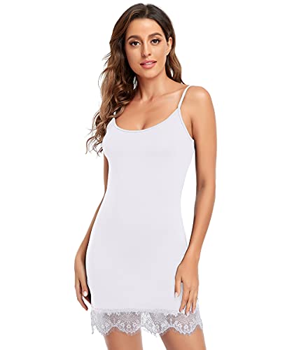 CARCOS Damen Nachthemd Verstellbarer Spaghettiträger Unterkleid Sommer Nachtwäsche Negligee Slim Sleepwear Dress Spaghetti Strap Women 2#Weiß XXL von CARCOS