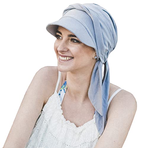 CAREBELL Amalfi Cap mit langen Bändern für Alopezie, Haarausfall, Krebs aus Bambusgewebe, Graue Perle 63, One size von CAREBELL