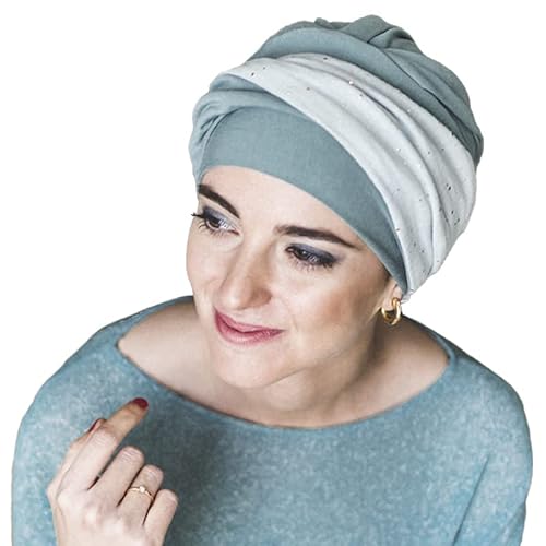 CAREBELL Elegance Aquamarina Gold - Onkollogische Mütze für Chemotherapie oder Alopezie von CAREBELL