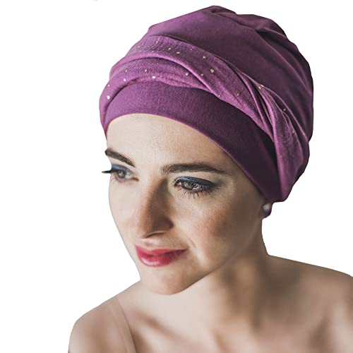 CAREBELL Elegance Malva Gold Bambus-Turban für Haarausfall von CAREBELL