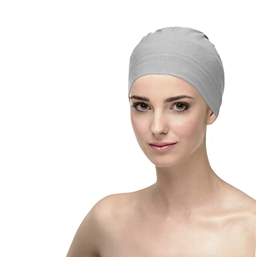 CAREBELL Onkologischer Turban / Schlafmütze / Bambusgewebe / geeignet für empfindliche Haut / Haarausfall / Chemotherapie und Alopezie, Basic und bequem, perlgrau von CAREBELL