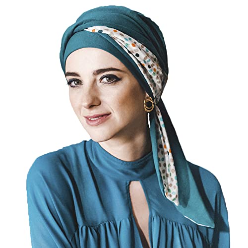 CAREBELL Smooth Exotic Blue - Turbanmütze aus Bambus für Chemotherapie oder Alopezie, türkis, One Size von CAREBELL