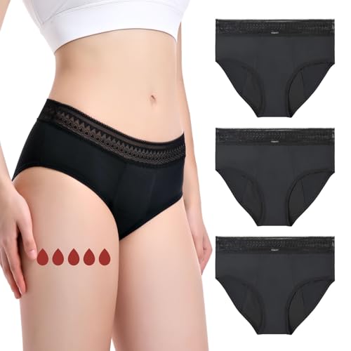 Carer | 3er-Pack Perioden Unterwäsche für starke Blutungen | Menstruationsunterwäsche mit Spitze | 50 ml Ultra-Schnellabsorptions-Pad | Nachhaltig und wiederverwendbar | Größe XL von CARER Healthcare Incontinence Pregnancy