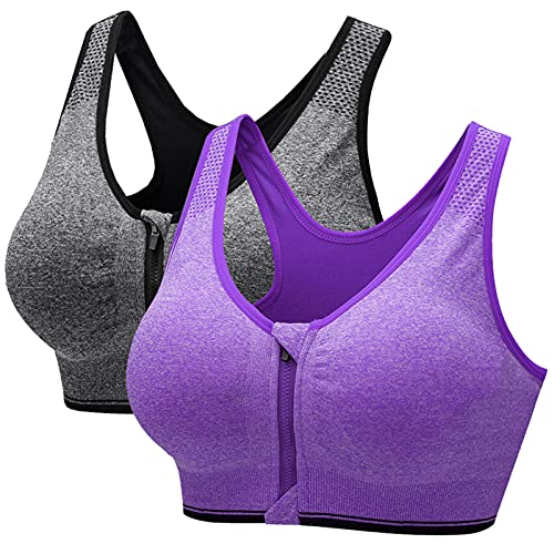 CARETOO Damen Sport BH Stark Halt Active Bra Höhe Beanspruchung Trainieren Bustier Fuer Yoga Fitness - Mit Reißverschluss von CARETOO