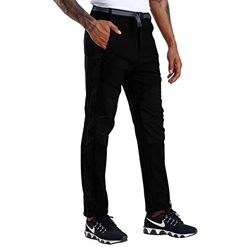 CARETOO Herren Hosen Wandern Radfahren Stretch Hose Outdoor Leichte Atmungsaktive Kletterhose Winddicht Verdickte Schnell Trockene Berghose Herbst Winter Frühling,Schwarz-mit Fleece,L von CARETOO