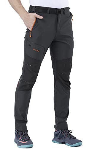 CARETOO Herren Wanderhose Trekkinghose Outdoorhose Softshellhose Funktionshose Skihose Verdickte Warm Atmungsaktiv Wasserdicht Winddicht Winter Grau mit Fleece, XXL von CARETOO