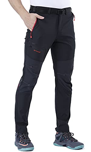 CARETOO Herren Wanderhose Trekkinghose Outdoorhose Softshellhose Funktionshose Skihose Verdickte Warm Atmungsaktiv Wasserdicht Winddicht Herbst Schwarz ohne Fleece, M von CARETOO
