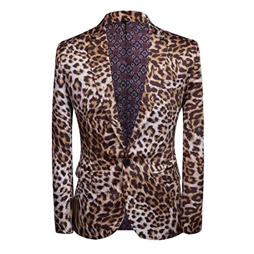 CARFFIV Herrenjacke Slim Fit mit Aufdruck Mode für Herren, für Partys, Hochzeiten, Bankette, Endbälle Jahr (3XL, Leopard) von CARFFIV