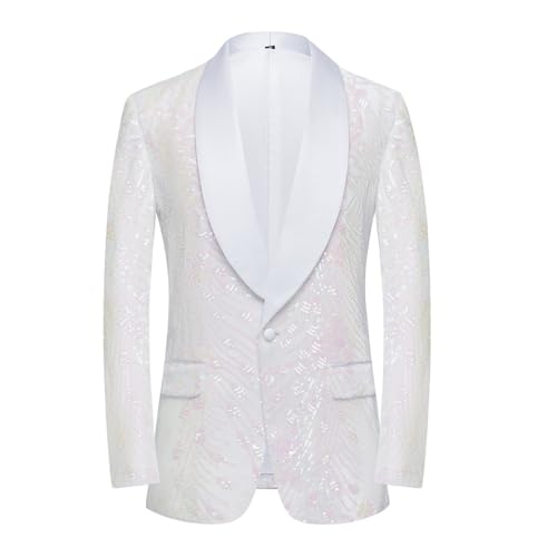 CARFFIV Männer Pailletten Samt Bühne Party Prom Hochzeit Abendessen Symmetrie Anzug Jacke Blazer,Pink,3XL von CARFFIV