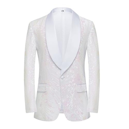 CARFFIV Männer Pailletten Samt Bühne Party Prom Hochzeit Abendessen Symmetrie Anzug Jacke Blazer,Pink,M von CARFFIV