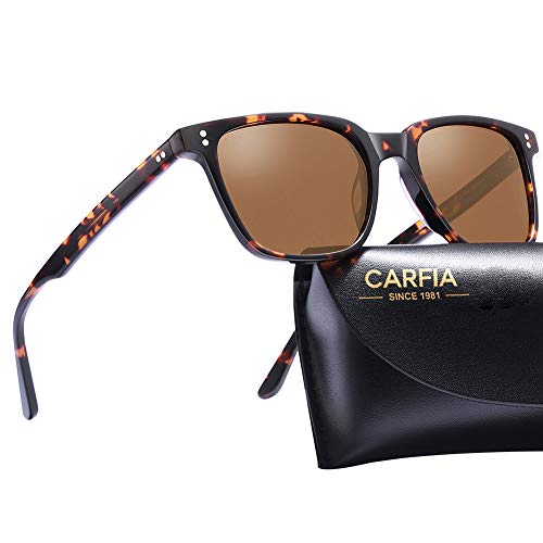 CARFIA Polarisierte Herren Sonnenbrille mit Rechteckig Acetatrahmen, 100% UV-Schutz Sportliche Sonnenbrille von CARFIA