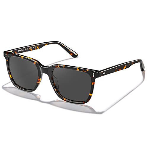 CARFIA Polarisierte Herren Sonnenbrille mit Rechteckig Acetatrahmen, 100% UV-Schutz Sportliche Sonnenbrille von CARFIA