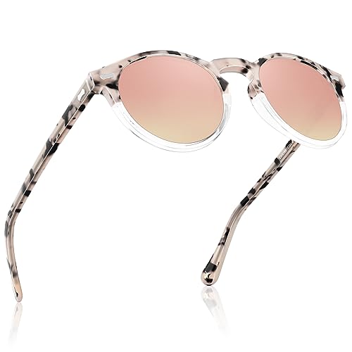 CARFIA Runde Sonnenbrille für Damen Polarisierte Frauen Sunglasses mit 100% UV Schutz von CARFIA