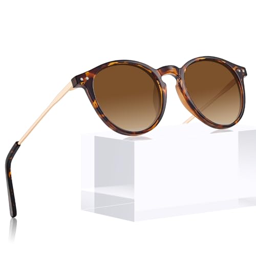 CARFIA Sonnenbrille Damen Herren Polarisiert uv Schutz Elegant Rund Vintage Polarisierte Sonnenbrille von CARFIA