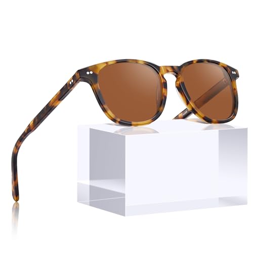 CARFIA Kleine Polarisierte Damen Sonnenbrille mit Brillenetui Vintage Acetatrahmen von CARFIA