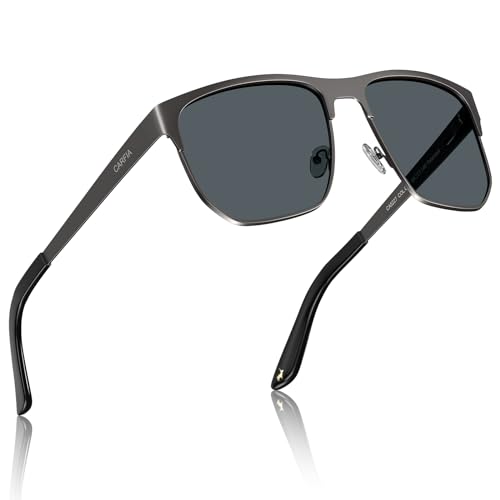 CARFIA Sonnenbrille Herren Polarisiert, Moden Metall-Rahmen Quadratische, UV400 Modebrille von CARFIA