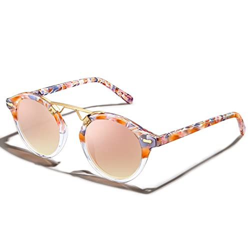 CARFIA Vintage Polarisierte Herren Sonnenbrille Runde Damen UV400 Schutzbrille, Acetatrahmen von CARFIA