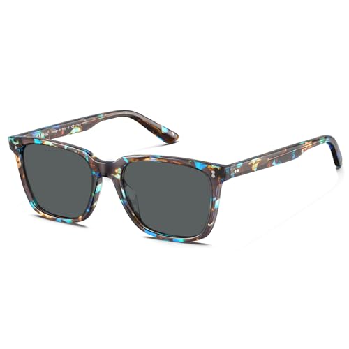 CARFIA Vintage Polarisierte Sonnenbrille Damen UV400 Schutz, Quadratische Sonnenbrille mit Acetatrahmen von CARFIA