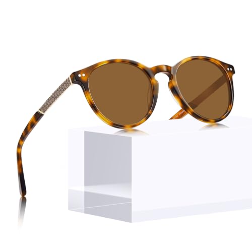 CARFIA Vintage Sonnenbrille Damen, Hochwertige Runde Polarisierte Brille mit 101% UV-Schutz von CARFIA