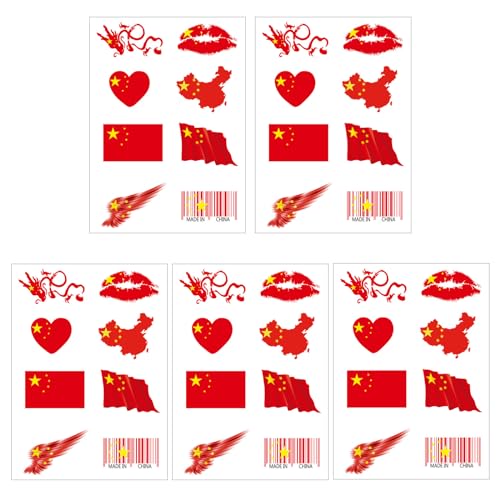 CARGEN® China Flag Temporäre Tattoos für Fußballspiele Nationalflaggenaufkleber für Ballspiele Realistische Tattoos auf dem Armgesicht für Kinder Erwachsene Party Festival von CARGEN