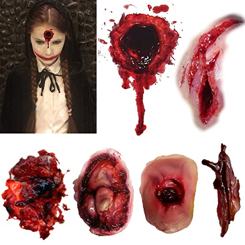 Halloween Temporäre Tätowierung Aufkleber, CARGEN Blutige Wunde Fake Blood Makeup Aufkleber 6 Blatt für Halloween Make Up Cosplay Party Narben Tattoo Maskerade Prank Prop Dekorationen Gesicht von CARGEN