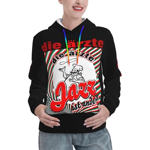 CARGUS Deutsche Rockband Arzte Hoodie Damen Hoodies Hip Hop Mode Langarm Kapuzenpullover Streetwear Lässig Sweatshirt Schwarz XL von CARGUS