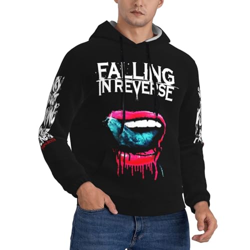 CARGUS Falling Rock Band Merch Hoodie Hoodies Herren Hip Hop Langarm Kapuzenpullover Streetwear Hipster Kordelzug Sweatshirt M von CARGUS