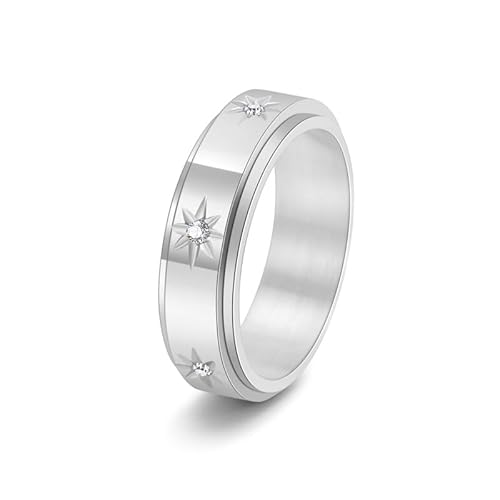 CARICY Fidget Rings for Men/Women Stainless Steel Sun Star Anxiety Spinner Ring Spinning Ring, Edelstahl, Zirkonia CARICY Fidget Rings for Men/Women Stainless Steel Sun Star Anxiety Spinner Ring Spinning Ring, Edelstahl, Zirkonia von CARICY
