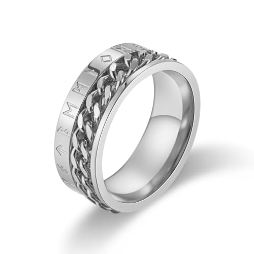 CARICY Herren Fidget-Ringe, Angstringe für Männer und Frauen, Kette, Fidget-Spinnerring, Schmuck, Titanstahlring, Edelstahl, Zirkonia CARICY Herren Fidget-Ringe, Angstringe für Männer und Frauen, Kette, Fidget-Spinnerring, Schmuck, Titanstahlring, Edelstahl, Zirkonia von CARICY