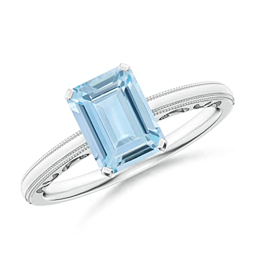 925 Sterling Silber 1,13 Ctw Oktagon Aquamarin Edelstein Damen Hochzeit Solitär Ring GESCHENK FÜR SIE (Sterlingsilber, 53) von CARILLON