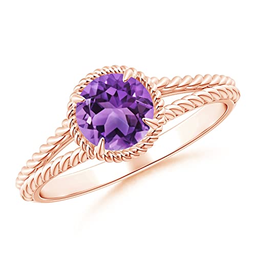 CARILLON Massiver 925er Sterlingsilber runder Amethyst 0,60 Ctw Edelstein Frauen Ehering Schmuck (Rose vergoldet, 66) von CARILLON