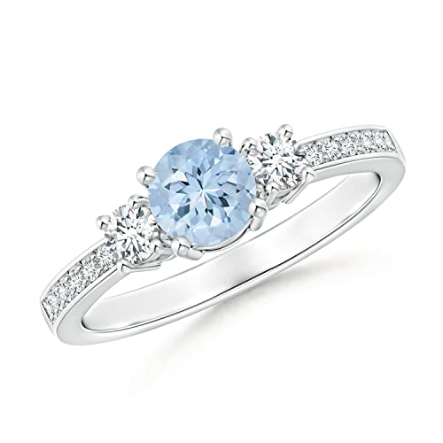 Cluster-Ring! 925 Sterling Silber 0,65 Ctw runder Aquamarin-Edelstein-Frauen-Ehering (Sterlingsilber, 55) von CARILLON