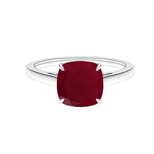 Kissen 2 Ctw Ruby Gemstone Solitaire 925er Sterling Silber Statement Ring für Damen (Sterlingsilber, 66) von CARILLON