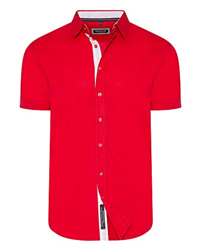 Carisma Casual Herren Hemd Kurzarm Slim-Fit mit Kentkragen für Freizeit Business Hochzeit 9102 rot L von Carisma