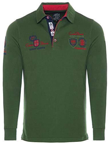 Carisma Langarm Poloshirt für Herren L, Grün 100% Baumwolle • Herren Langarmshirt mit Stickerei • Angenehmes Regular Fit Longsleeve 3433 Khaki XL von Carisma