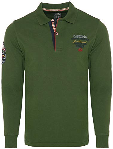 Carisma Langarm Poloshirt für Herren L, Grün 100% Baumwolle • Herren Langarmshirt mit Stickerei • Angenehmes Regular Fit Longsleeve 3438 Khaki XXL von Carisma