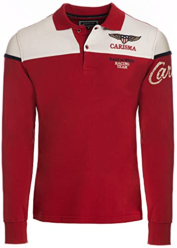 Carisma Langarm Poloshirt für Herren L, Rot 100% Baumwolle • Herren Langarmshirt mit Stickerei • Angenehmes Regular Fit Longsleeve 3432 Red L von Carisma