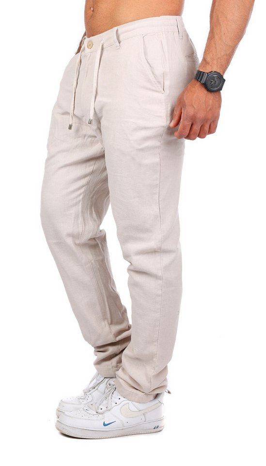 CARISMA Chinos Herren Leinen Baumwoll Mix Hose lang trendig angenehm regular fit 2220 in Unifarbe von CARISMA