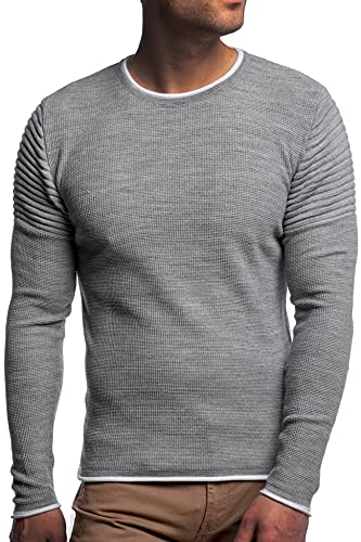 Carisma Herren Feinstrick-Pullover für Winter und Übergang • Herren Longsleeve mit gerippten Ärmeln • Herren Langarmshirt Rundhals-Pullover für Herren 7757 Grey M von Carisma