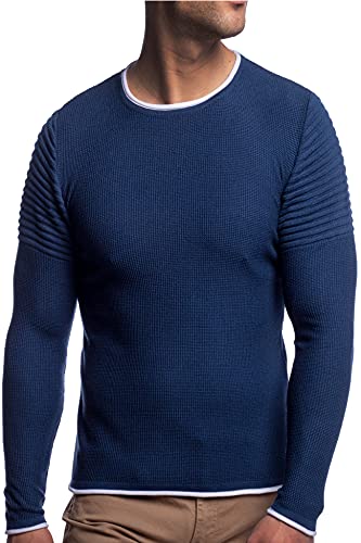 Carisma Herren Feinstrick-Pullover für Winter und Übergang • Herren Longsleeve mit gerippten Ärmeln • Herren Langarmshirt Rundhals-Pullover für Herren 7757 Sachs XL von Carisma