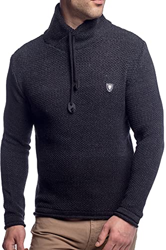 Herren Strick-Pullover mit Stehkragen | Männer Winter Stehkragen-Pullover |stylischer Herren Strick-Pulli | Warmer Männer Pulli Grobstrick | angenehmer Herren Pullover 7576 Anthra L von Carisma