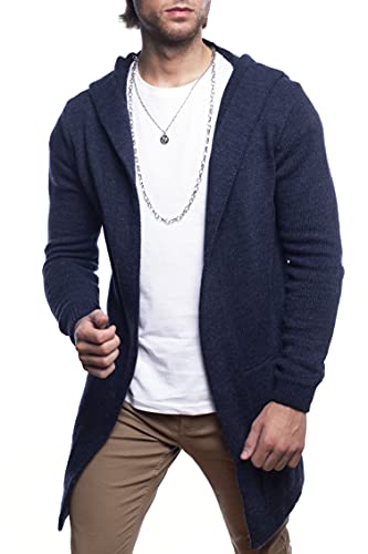 Carisma Herren Strickjacke Lang mit Kapuze • Herren Jacke mit Seitentaschen Lange Kapuzenjacke Herren angenehme Übergangsjacke für Männer 7601 Navy, L von Carisma