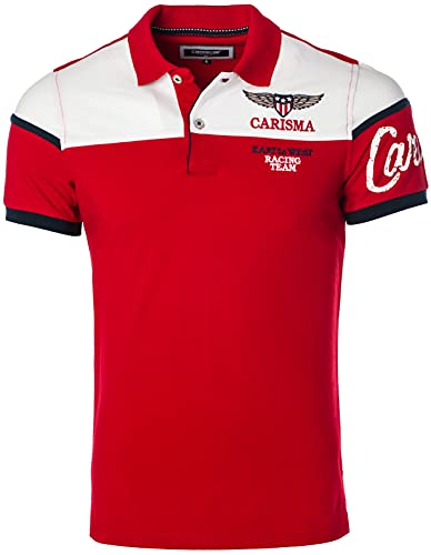 Carisma Kurzarm Poloshirt für Herren L, Red 100% Baumwolle • Herren Polo Shirt mit Stickerei • Regular Fit Shirt mit angenehmen Büro und Freizeit von Carisma